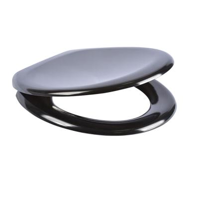 China Slow-end Toilet Seats 500801 Round Thick Black Color Lid Colored Front One Button Quick Release Narrow Cover UF Toilet Seat for sale