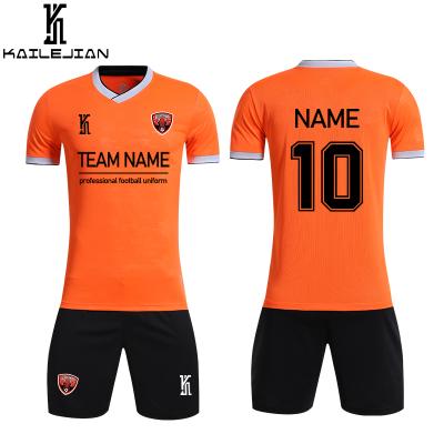 China 2022 KaiLeJian Breathable Sportswear Custom Printing Cheap Soccer Uniforms Shirts Training Team Soccer Jersey Football Wear for sale