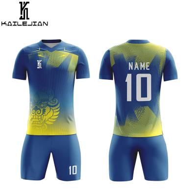 China Kailejian 2021 New Design Wholesale Custom Colorful Football Live Soccer Jerseys Football Soccer Kit For Men Women Quick Dry for sale