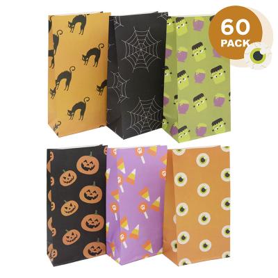 China Recyclable Wholesale BllalaLab Halloween Paper Candy Treat Favor Bags 60 Pcs Set For Trick or Treat Halloween Kids Party for sale