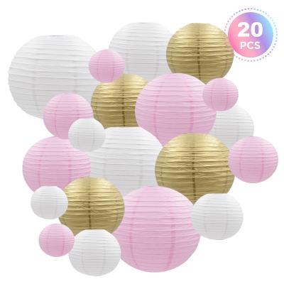 China Japandi BllalaLab 20 PCs Party Decorative Paper Lanterns Set Round Japanese/Chinese Lantern Lamp Garland For Indoor Outdoor for sale