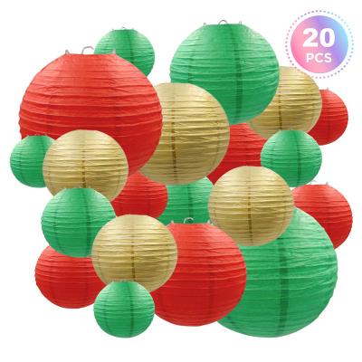 China Japandi BllalaLab 20 Pcs Christmas Party Decorative Paper Lanterns Set Round Japanese/Chinese Lantern Lamp Garland For Indoor Outdoor for sale