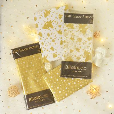 China BllalaLab Unicorn and Reused Materials Star Shape Wrap Tissue Paper Set Polka Bulk Wholesale Dots Tissue Paper Eco Friendly Recyclable for sale