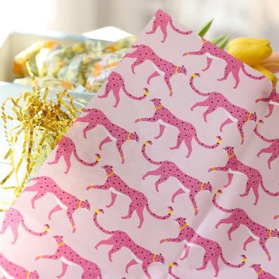 China BllalaLab Recycled Materials BllalaLab Animal Patterned Charm Leopard Print Hot Pink Wrapping Tissue Paper Sheet For Packing Box Stuffing Wholesale for sale