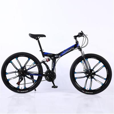 China Steel 24 Speed ​​Bicycle Disc Brake Folding Mountain Bike 26/24 Inch Double Folding Steel Bike for sale