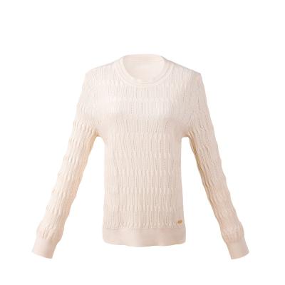 China Comfy Cozy Knit Sweater Round Neck Pullover Crewneck Cable-knit Long Sleeve Women's Twist Pattern Sweater For Girls for sale