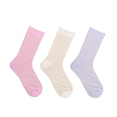 China High Quality Breathable Purple Striped Fashionable Glitter Socks Women Ladies Crew Socks Fashion Luxury Custom for sale