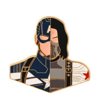 China Top selling creative 2022 america metal brooch captainamerica loki alloy brooch accessories design logo brooches pins custom metal for sale