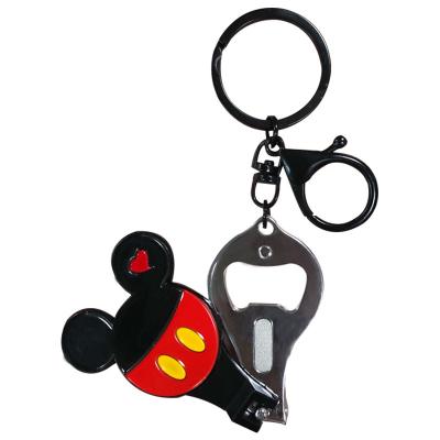 China Creative Multifunctional Metal Key Chain Minnie Cartoon Character Image Nail Clippers Bottle Opener Hanging Key Chain for sale