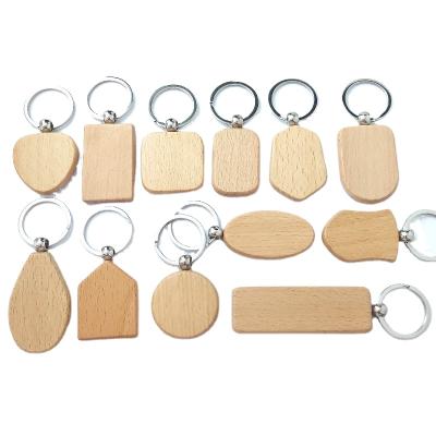 China Hot Selling Small Amazon Gifts Wooden Blank Wooden Key Chain Factory Direct Sales Wooden Custom Engravable Shape Wooden Key Chain for sale