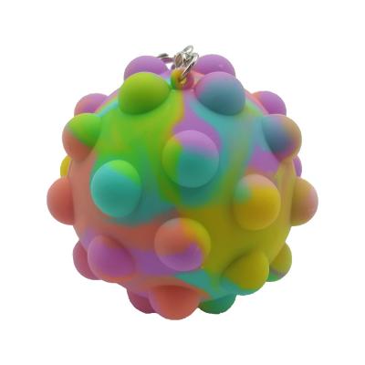 China Wholesale Spot Decompression Ball Vent Toy Decompression Bubble Rubber Key Chain Ball Pop It 3D Silicone Rubber Key Chain for sale