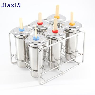 China Sustainable Household Ice-Lolly Molds DIY Popsicle Molds Ice Cream Tool Stainless Steel Popsicle Mold 6pcs Round Mold for sale