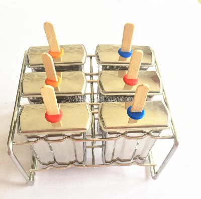 China Sustainable 6pcs Stainless Steel Popsicle Mold Set New Model for sale