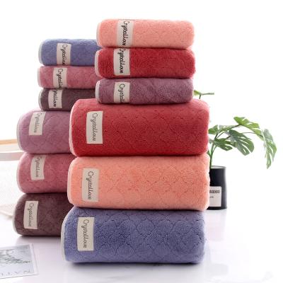 China QUICK DRY QUICK DRY Microfiber Plush Bath Towel Set Custom Label for sale