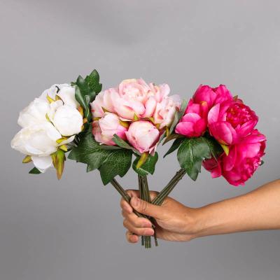 China Peony Artificial Flower Silk Wedding Supplies Peonies Artificial Silk Flower Bouquet Silk Peony Decorative Flowers for sale