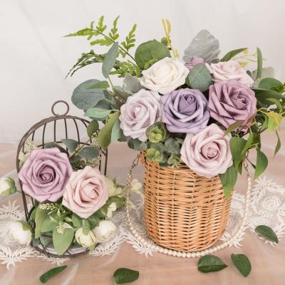 China Plastic Preserved Decorative Wedding Eternal Rose Artificial Rose Centerpiece Foam Rose Artificial Flower Bouquet For Wedding Decoration for sale