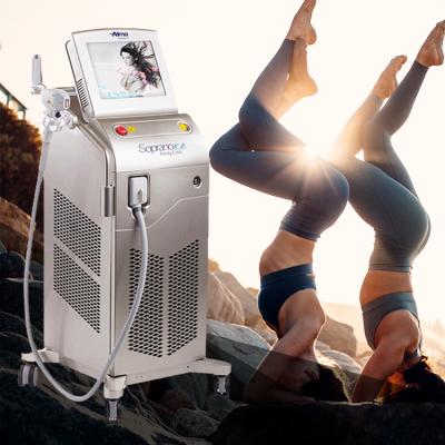 China Whitening Soprano Home Portable Ice Machine Portable 808nm Diode Laser Depilacion Alma Titanium Laser Hair Removal Device for sale