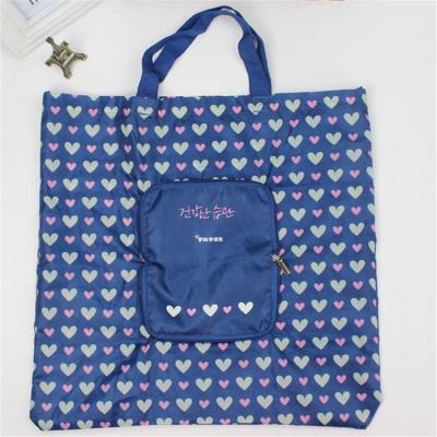 China Custom fashional customer sublimation polyester waterproof zipper pocket foldable handled shopping bag for sale