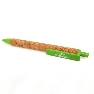 China 2022 Hot Selling Cork Body Eco Friendly Wheat Straw Clipper Ballpoint Pens for sale