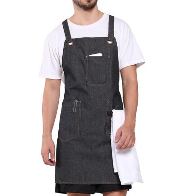 China Sustainable Drinks / Food Organic Denim Cooking Aprons Custom Kitchen Chefs Denim Apron for sale