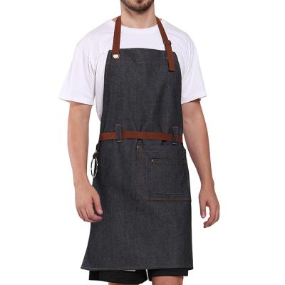 China Wholesale eco-friendly custom logo restaurant organic denim aprons drinks / food cooking chefs apron for sale