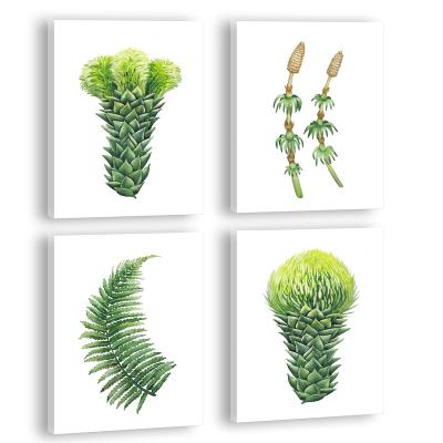 China Environmental Materials 3 Panels Canvas Prints Home Decor Canvas Wall Art Green Leaves Leaf Plant Wall Art For Living Room for sale