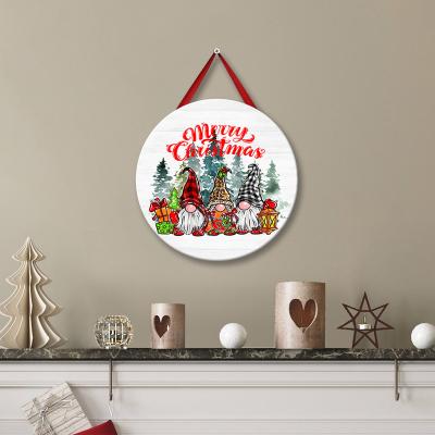 China 2023 Christamas New Home Decoration Design Around Frame Christmas Elf Rudolph Wall Art With LED Lights Decorative Painting for sale