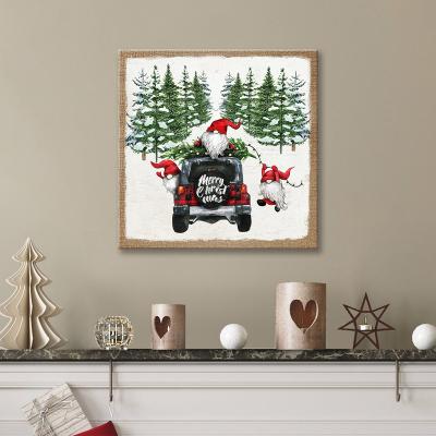 China Best Selling Christmas Eco-Friendly Cute Home Wall Decor Art Painting Of Rudolph Elf And Truck Full for sale