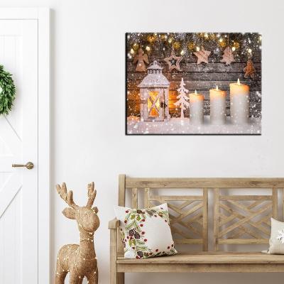 China Festival Decoration Festival Oil Led Modern Canvas Print Artwork Christmas Design Wall Painting Art For Living Room Decoration for sale