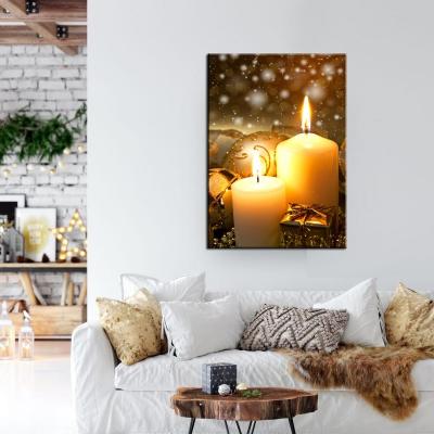 China Festival Decoration Festival Oil Led Canvas Print Candle Design Wall Painting Art For Living Room Decoration for sale