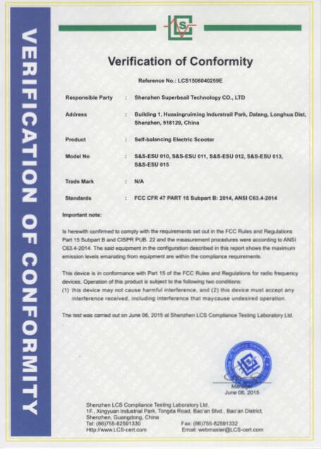 FCC - Shenzhen superbsail technology co,.ltd.