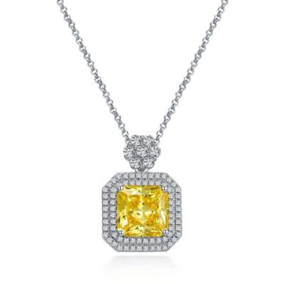 China FASHIONABLE 925 Sterling Silver Yellow Diamond Stone Pendant Necklace for sale