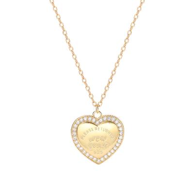 China 18K Gold Plated CLASSIC Necklace 925 Sterling Silver Heart Initials Necklace Female Heart Pendant Necklace for sale