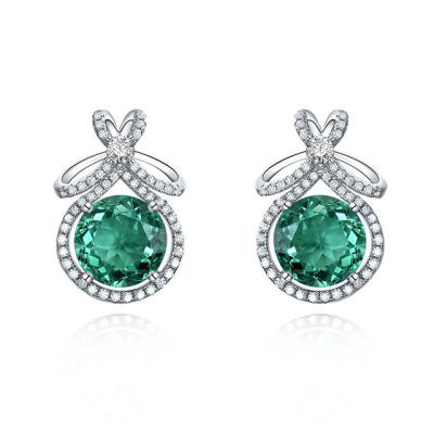 China CLASSIC Fashion Jewelry 925 Sterling Silver Stud Earrings Green Cubic Zirconia Earrings for sale