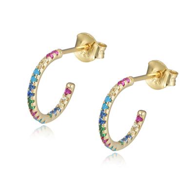 China Rainbow Circle Earrings 925 Silver Gold Plated Rainbow Circle Earrings Gold Hoop Earrings for sale