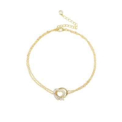 China CLASSIC Sterling Silver Anklets Gold Plated Chain Sandal Foot Jewelry Layered Heart Anklet Chain Summer for sale