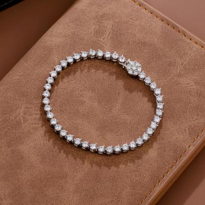 China CLASSIC 925 Sterling Silver Heart Flower Cubic Zirconia CZ Bridal Wedding Prom Tennis Bracelet for sale