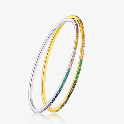 China Manufacturer CLASSIC Jewelry Design Fashion 925 Silver Gold Plated Bangles Zircon Bracelets Jewelry Women for sale