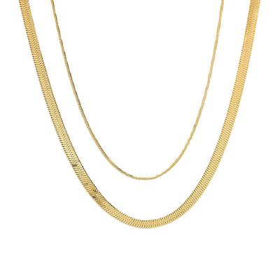 China CLASSIC 14K Gold Stainless Steel Fishbone Chain Necklace Women's Fishbone Chain Necklace for sale