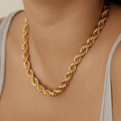 China CLASSIC Stainless Steel Rope Chain 8mm Mens Womens 18K Gold Rope Chain Necklace for sale