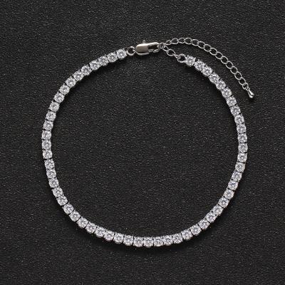 China Hiphop Bling Bling 4MM Anklet Women Foot Jewelry Foot Jewelry Copper Anklets for sale