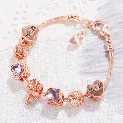 China Fashion CLASSIC Hot Selling Fashion Jewelry Women Adjustable Heart Rose Gold DIY Charm Bracelets For Girls for sale