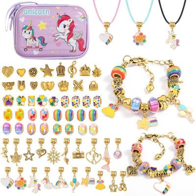 China Kids Cute Unicorn Charm Diy Bracelets Making Kit Bracelet Jewelry Gift Kids Beaded Bracelet DIY Set Little Princess Gift Bracelet for sale