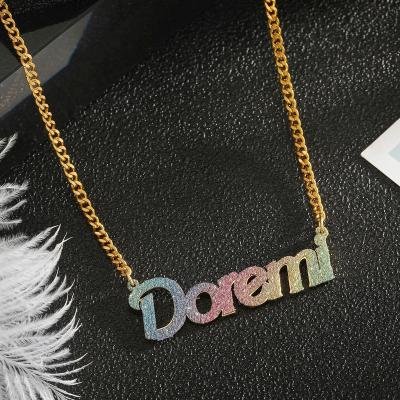 China Fashionable Colorful High Quality Customized Titanium Steel Pendant Necklace DIY Stainless Steel Name Pendant Necklace For Women for sale