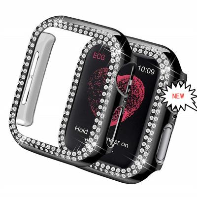 China Wholesale Diamond Watch Case For iWatch 7/6/SE/5 Cover Apple Watch Case 41mm 45mm 40 44 Screen Bling Protective Cover for sale