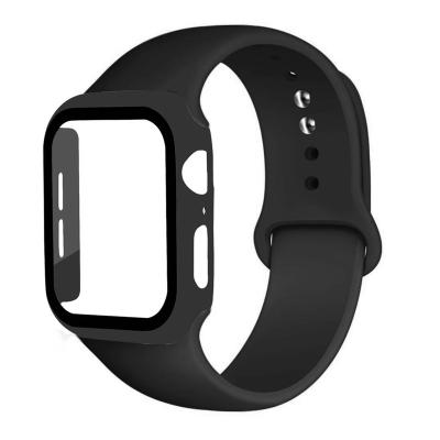 China 38mm 42mm 40mm 42mm Adjustable Watch Case+Strap For Apple Watch Silicone Band 44mm 41mm 45mm 44mm Screen Protector For iwatch SE 6 5 T500 W26 Series 7 for sale