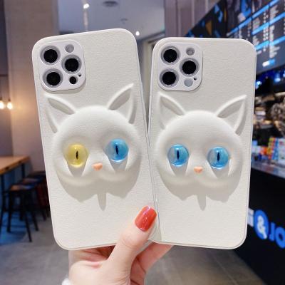 China Brand Female Three-dimensional Cat Anti-drop Tide Cartoon Patterns Protective Phone Case Cover Suitable For iPhone12 Pro Mobile for sale