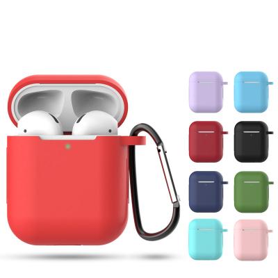 China Cheapest Universal Protective Shockproof Silicone Cover Soft Case For Apple Air-pods Accessories, Protective Case With Carabiner Hook Ring for sale