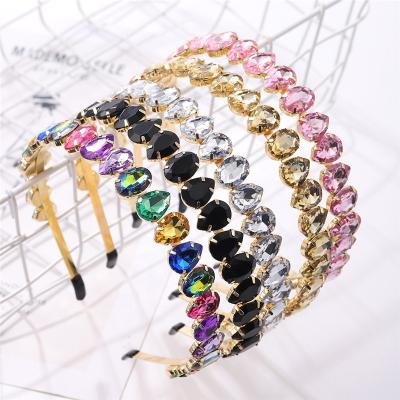 China Material Factory Friendly Crystal Vintage Baroque Headband Colorful Luxury Direct Promotion Diamond Rhinestone Headband for sale