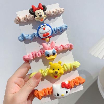 China New Arrival Girly Hair Soft Ring Elastic Scrunchie Small Intestine Hair Accessories Elastic Band Mickey Hair Scrunchies Cartoon KT for sale